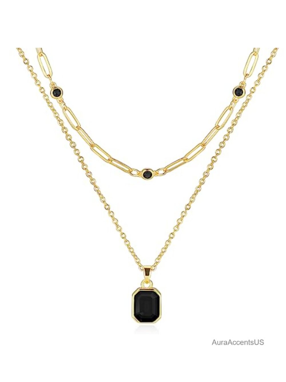 18k Gold Plated Layered Choker Necklace Crystal Pendant Jewelry Gift